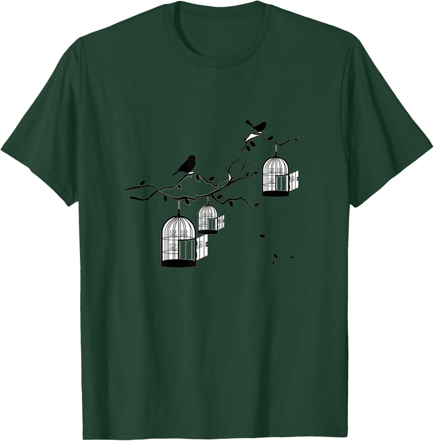 Black bird in Birdcages shirt T-Shirt - T-Shirt | Forest