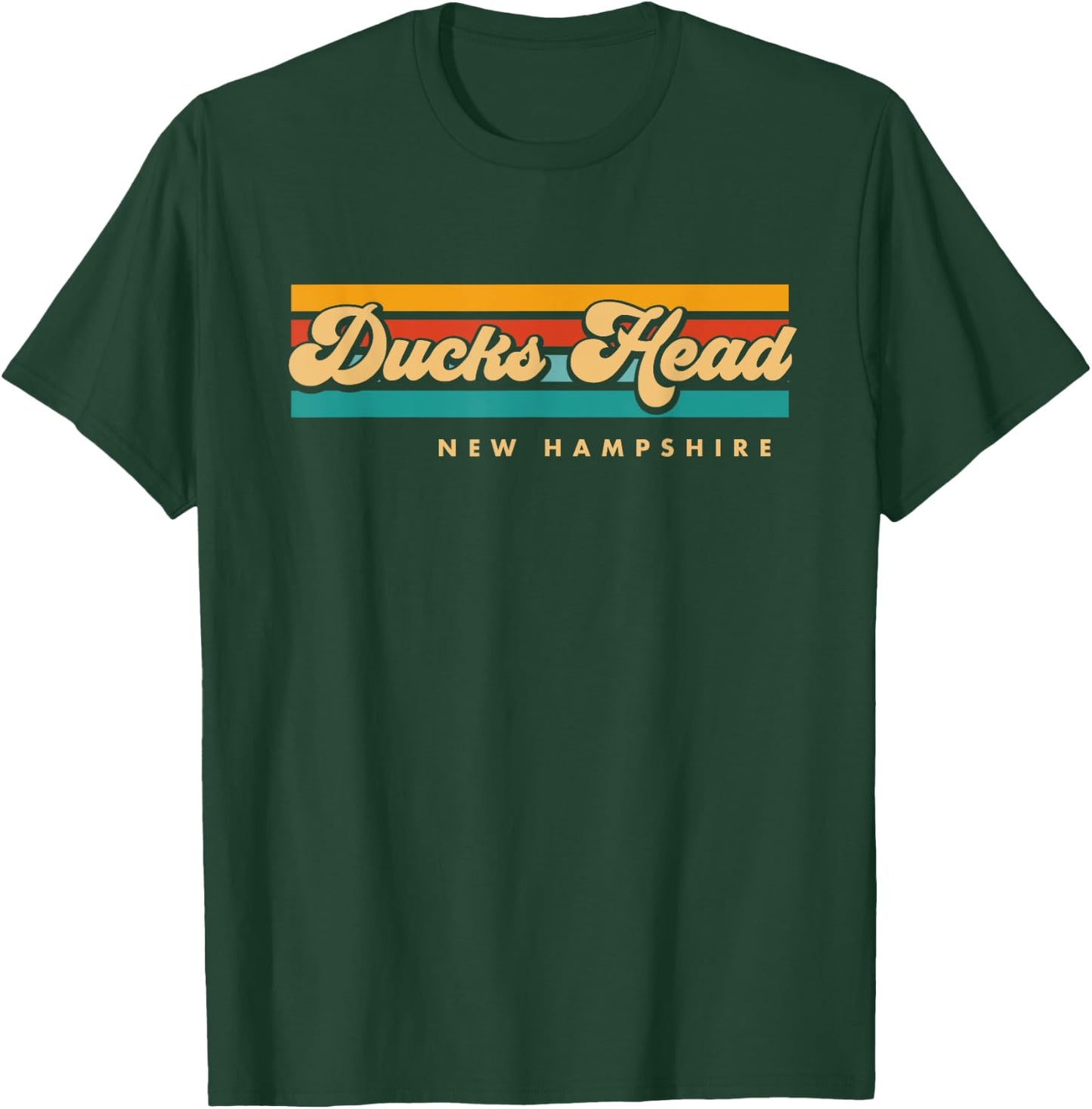 Vintage Sunset Stripes Ducks Head, New Hampshire T-Shirt - T-Shirt | Forest