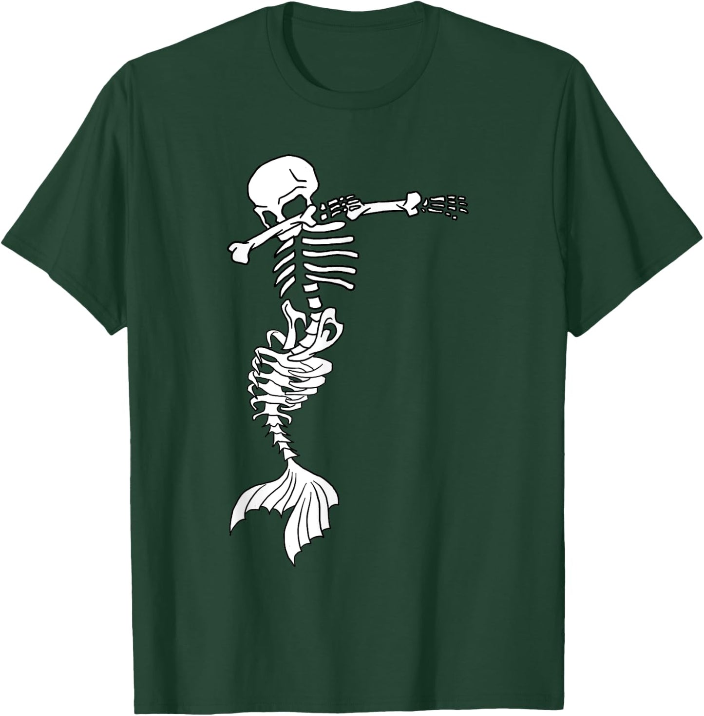 Dabbing Mermaid Skeleton Halloween Creepy Dab Spooky T-Shirt - T-Shirt | Forest