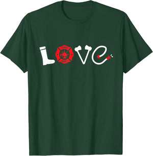 Firefighter Girlfriend Girl Wife Love T-Shirt - T-Shirt | Forest