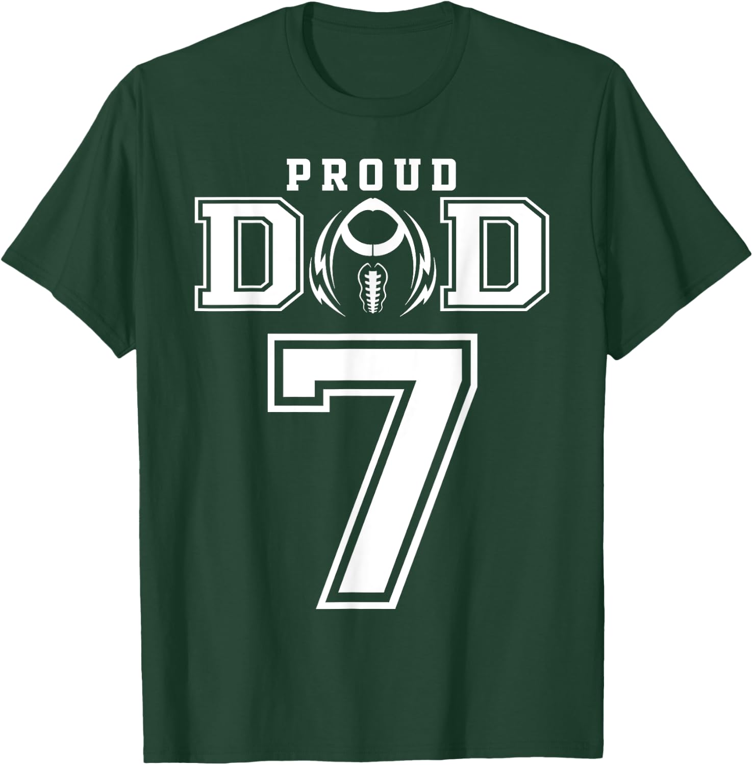 Custom Proud Football Dad Number 7 Personalized T-Shirt - T-Shirt | Forest