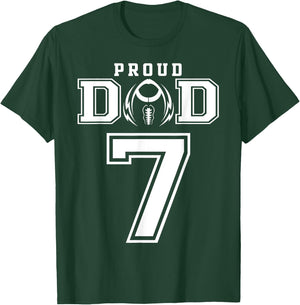 Custom Proud Football Dad Number 7 Personalized T-Shirt - T-Shirt | Forest