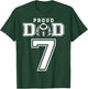 Custom Proud Football Dad Number 7 Personalized T-Shirt - T-Shirt | Forest
