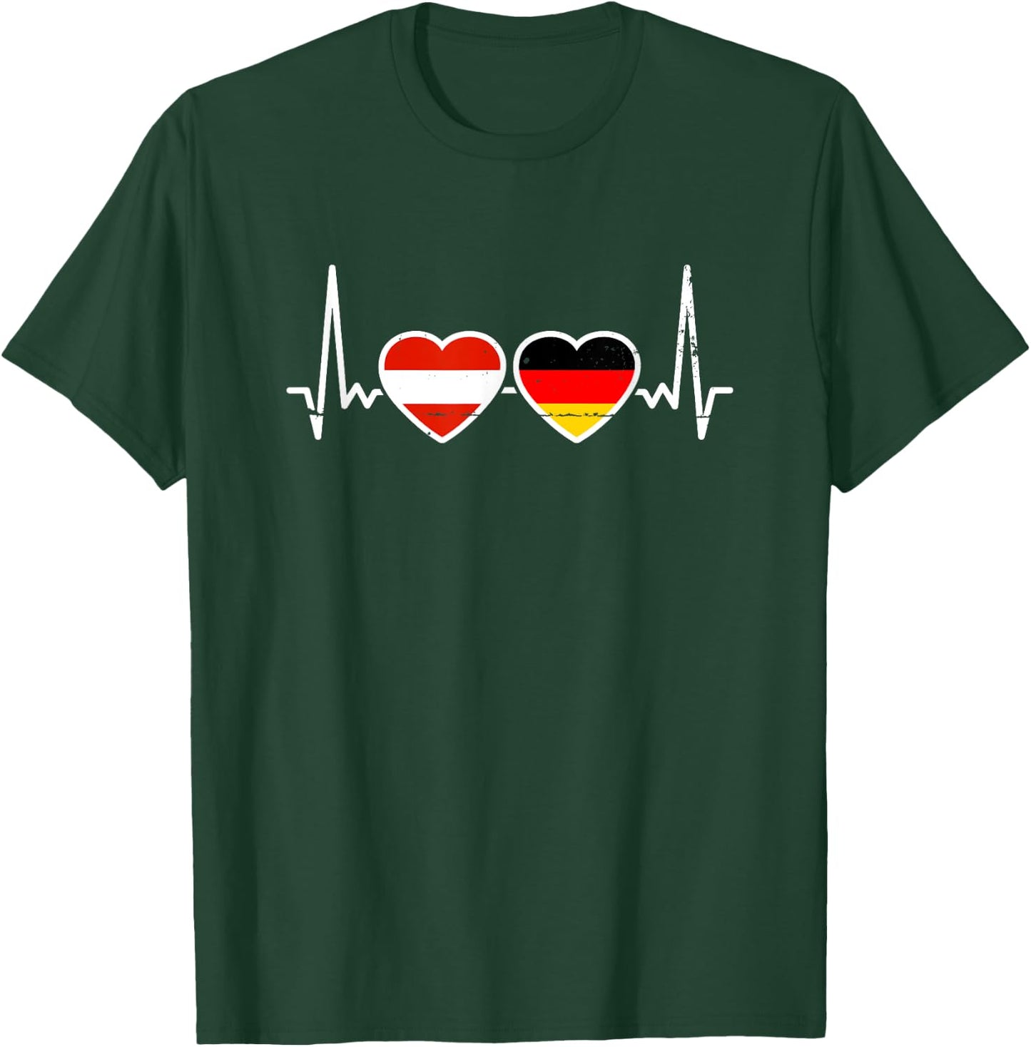 Österreich Deutschland Herzschlag Flagge Österreicher T-Shirt - T-Shirt | Forest