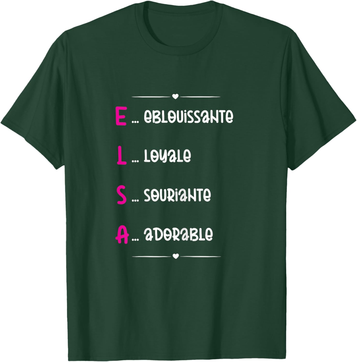Elsa Prenom Personnalisé Femme Cadeau Prenom Elsa Girls' , Black, Female X-Small T-Shirt - T-Shirt | Forest