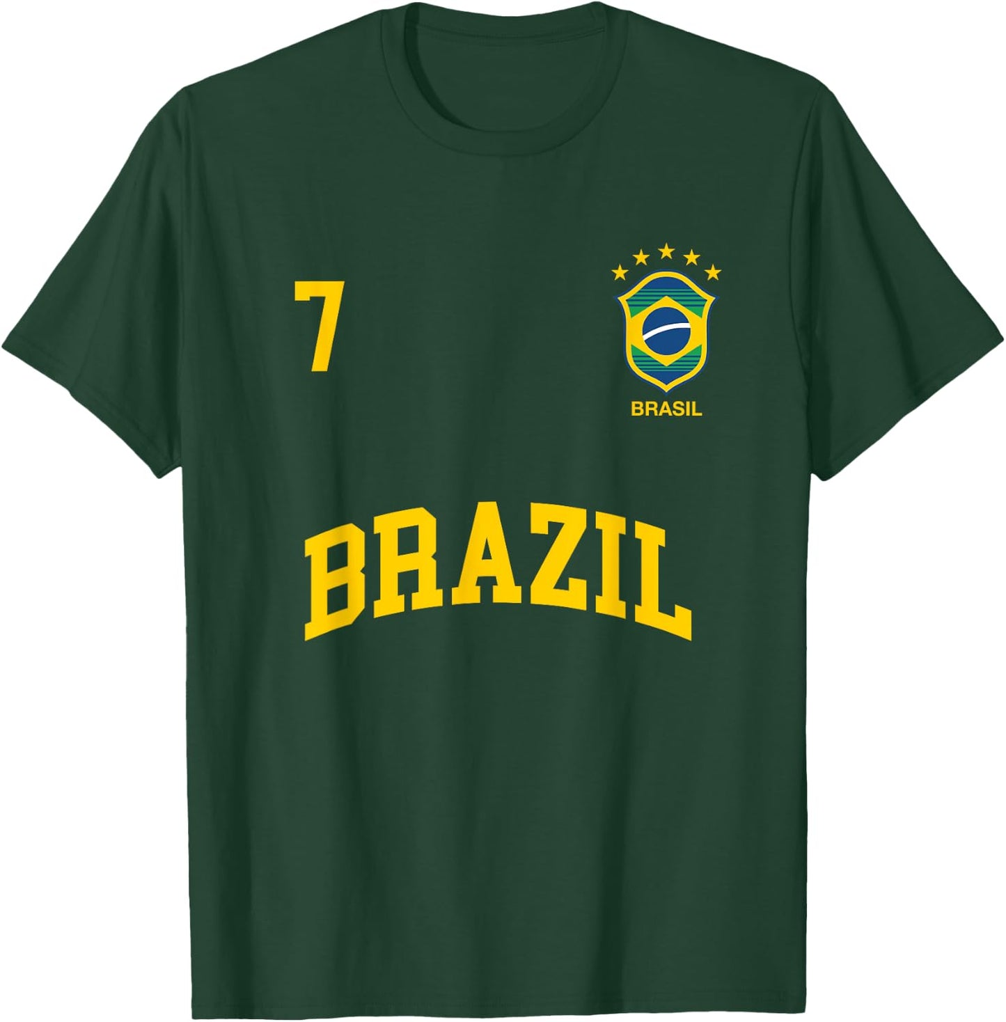 Brazil Number 7 (BACK) Brazilian Soccer Team Shirt T-Shirt - T-Shirt | Forest