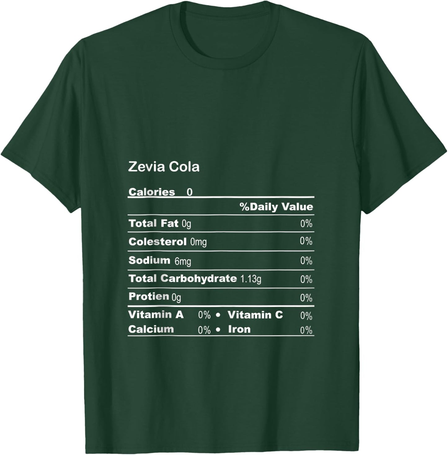 Funny Zevia Cola Thanksgiving Nutritional Fact T-Shirt - T-Shirt | Forest