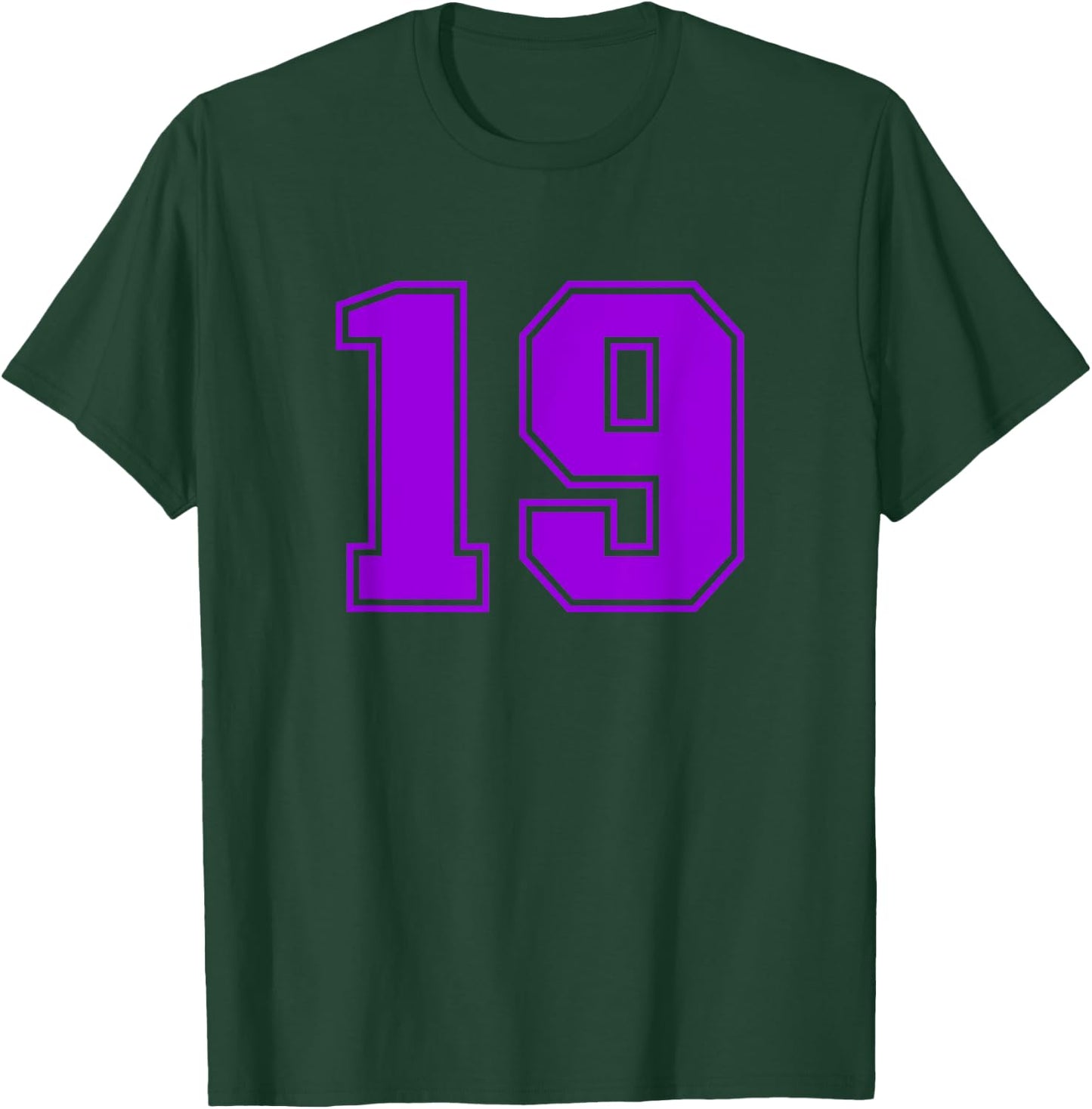 Number #19 Purple Sports Fan Jersey Number T-Shirt - T-Shirt | Forest