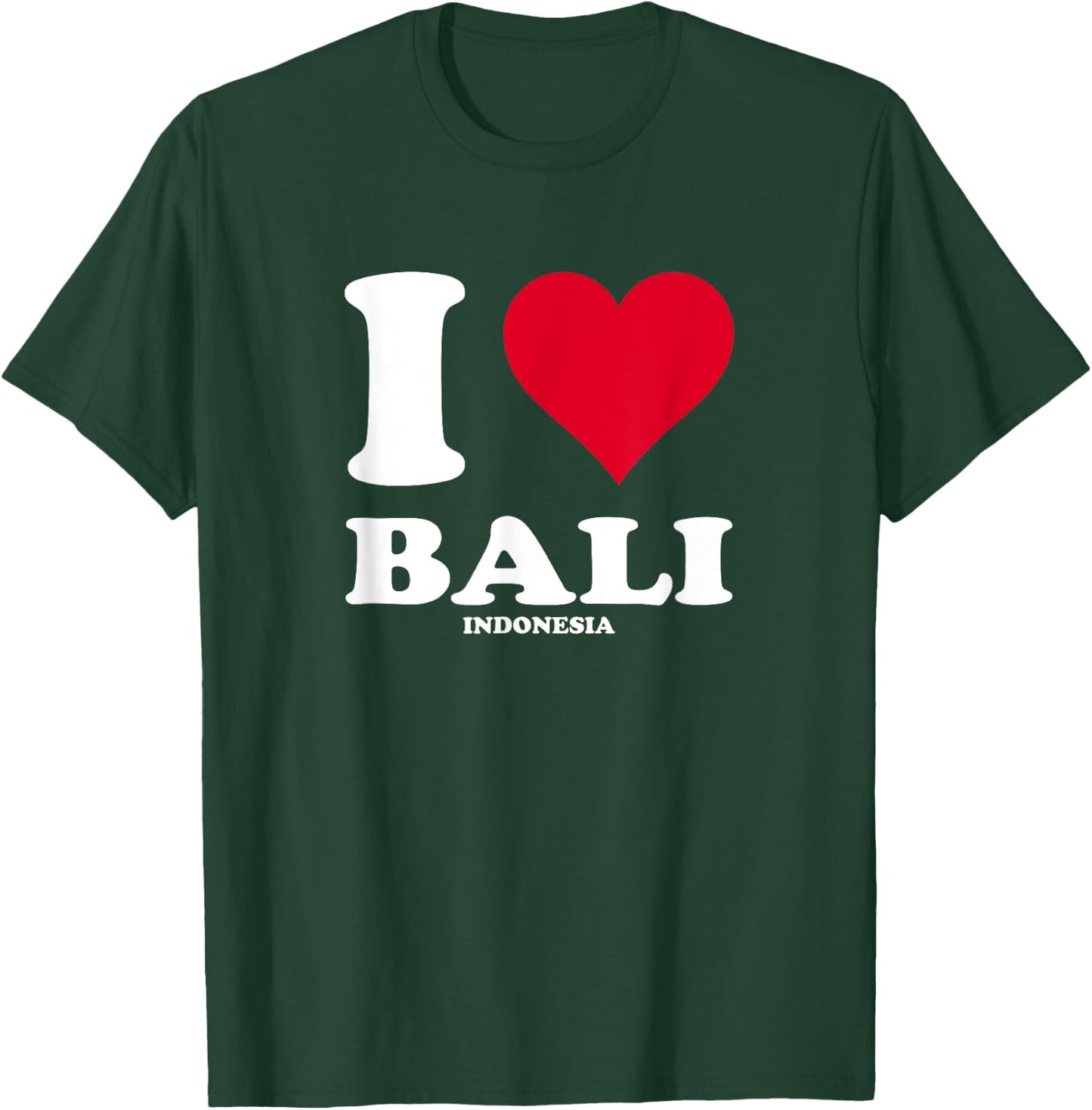 Red Heart I Love Bali , black T-Shirt - T-Shirt | Forest