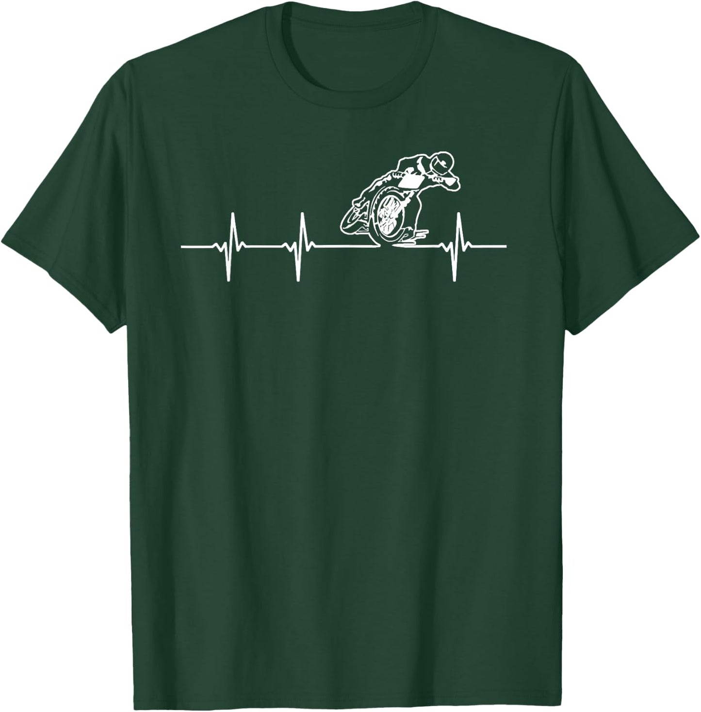 FLAT TRACK MOTORCYCLE heartbeat racing speedway shirt T-Shirt - T-Shirt | Forest