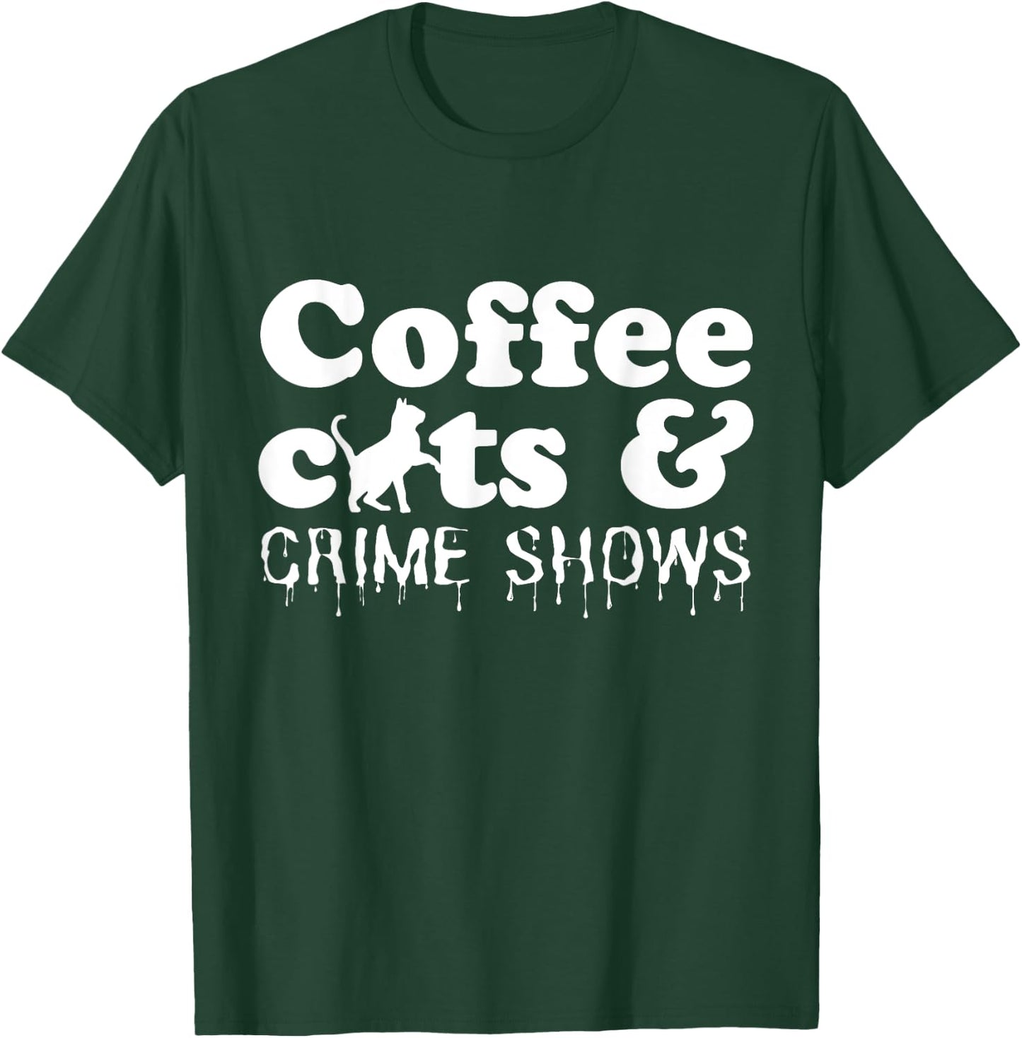 Funny Coffee Cats Crime Shows Murder Mystery Halloween T-Shirt - T-Shirt | Forest