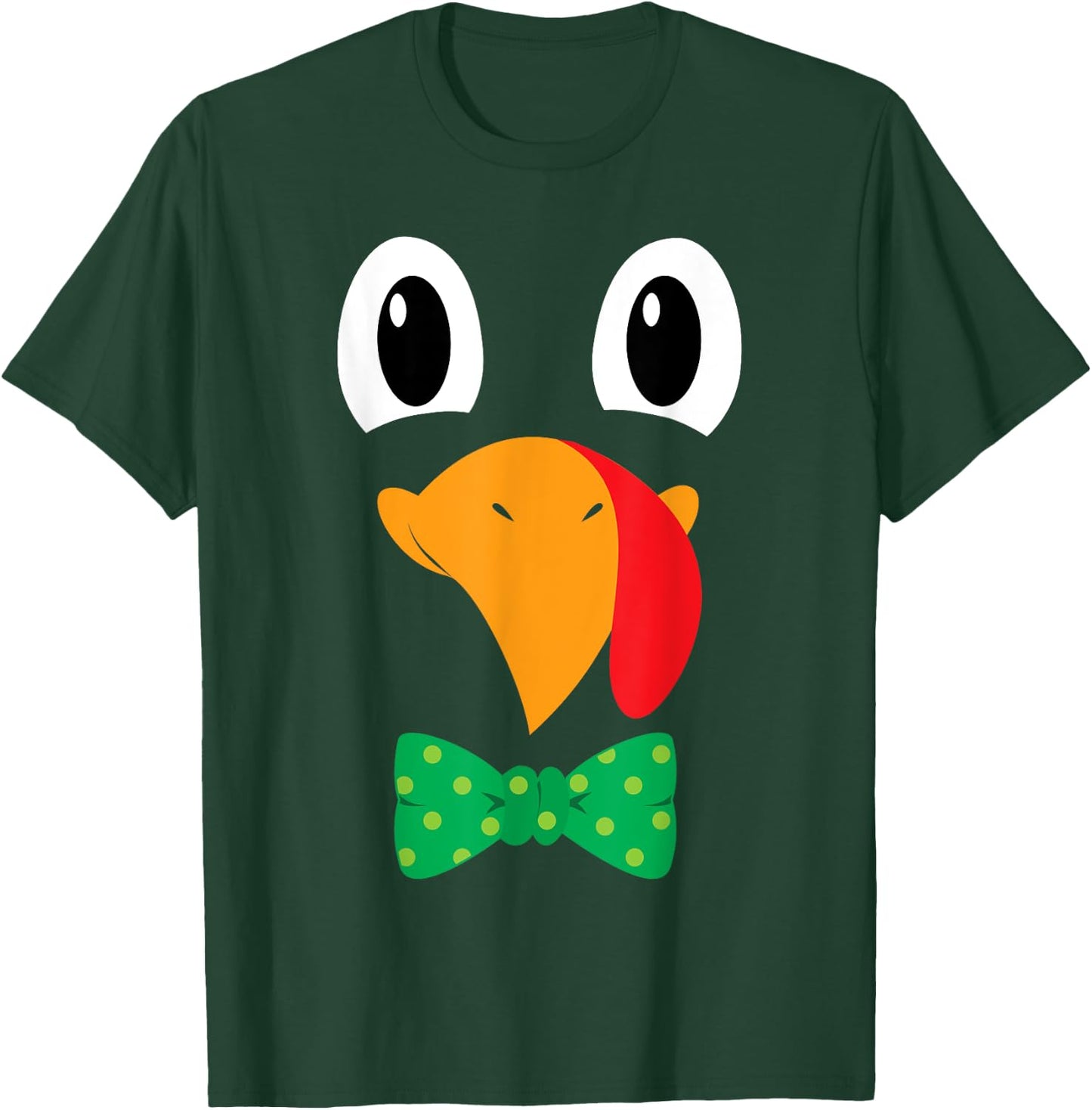 Turkey Face Bow Tie Funny Thanksgiving Men Boys T-Shirt - T-Shirt | Forest
