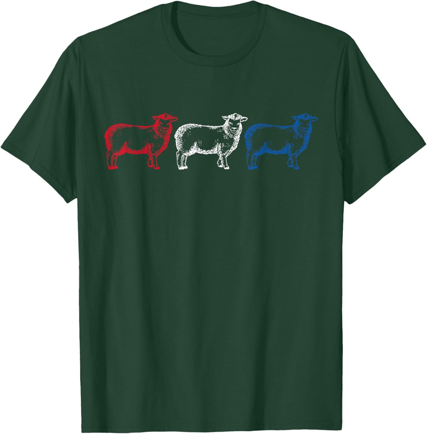Patriotic American Flag Sheep Lovers 4th of July Kids Men T-Shirt - T-Shirt | Forest