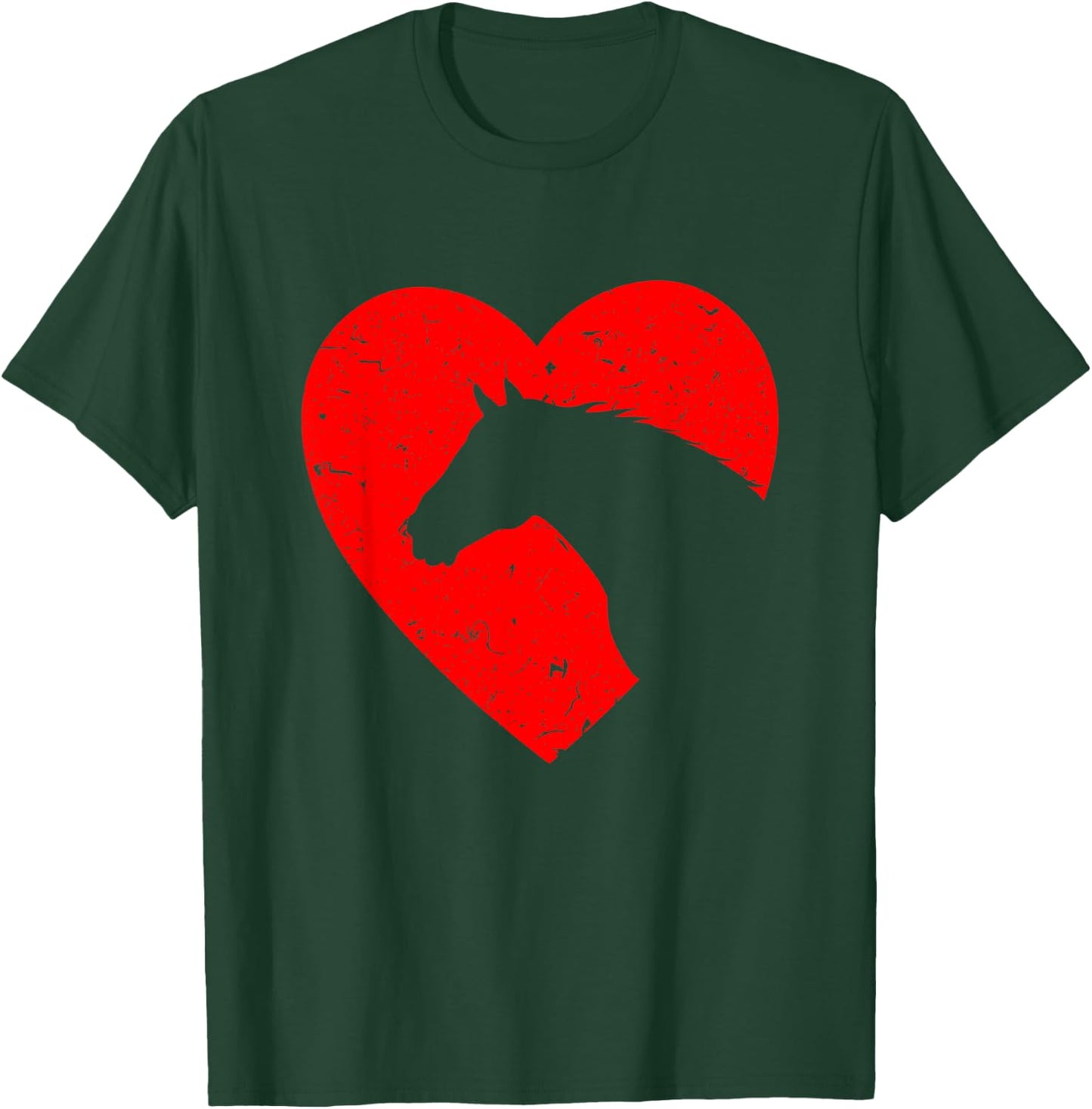 Horse Heart Silhouette For Cowgirl Equestrian Graphic Print T-Shirt - T-Shirt | Forest