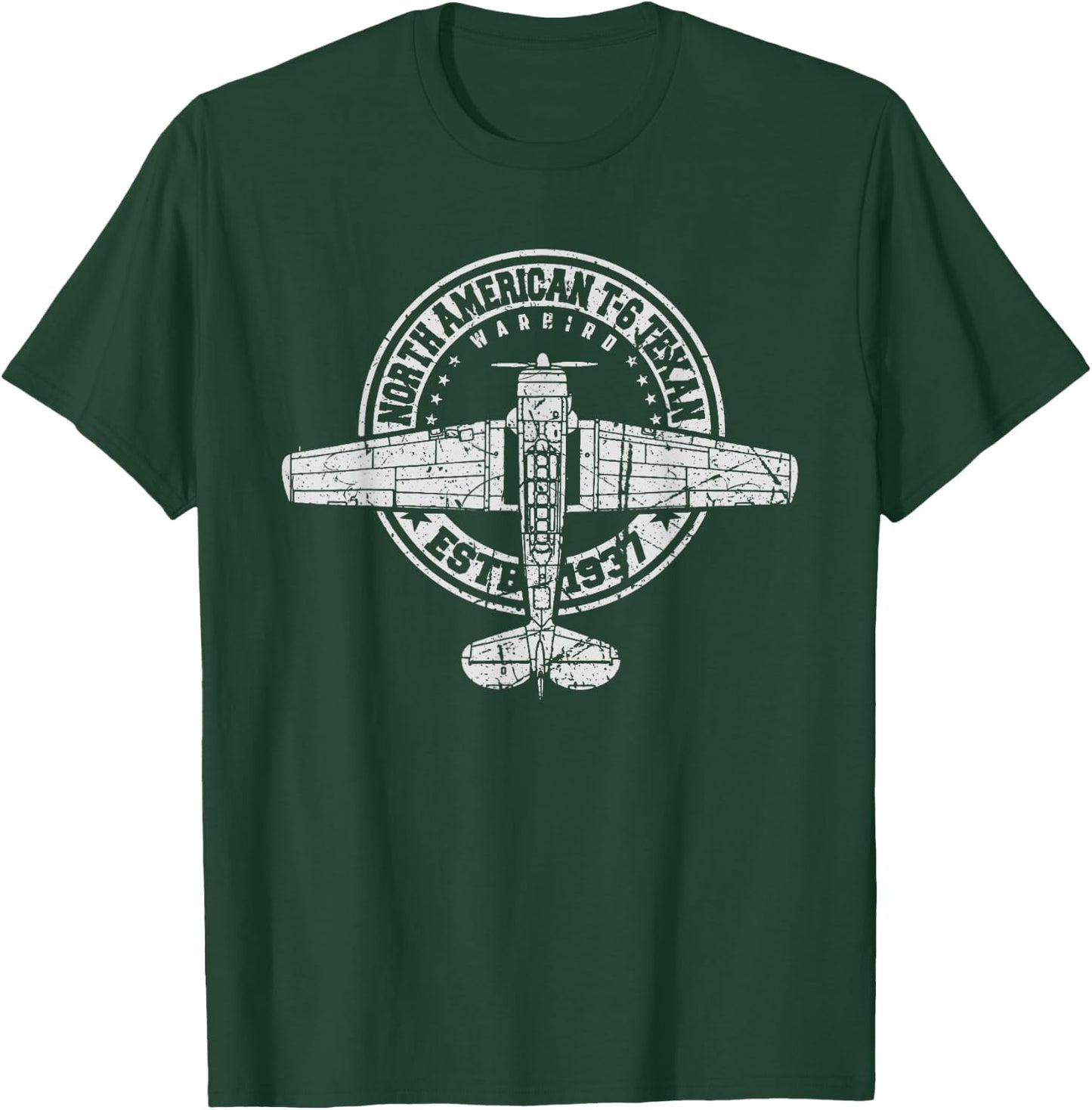 North American T-6 Texan Warbird Vintage Aircraft T-Shirt - T-Shirt | Forest