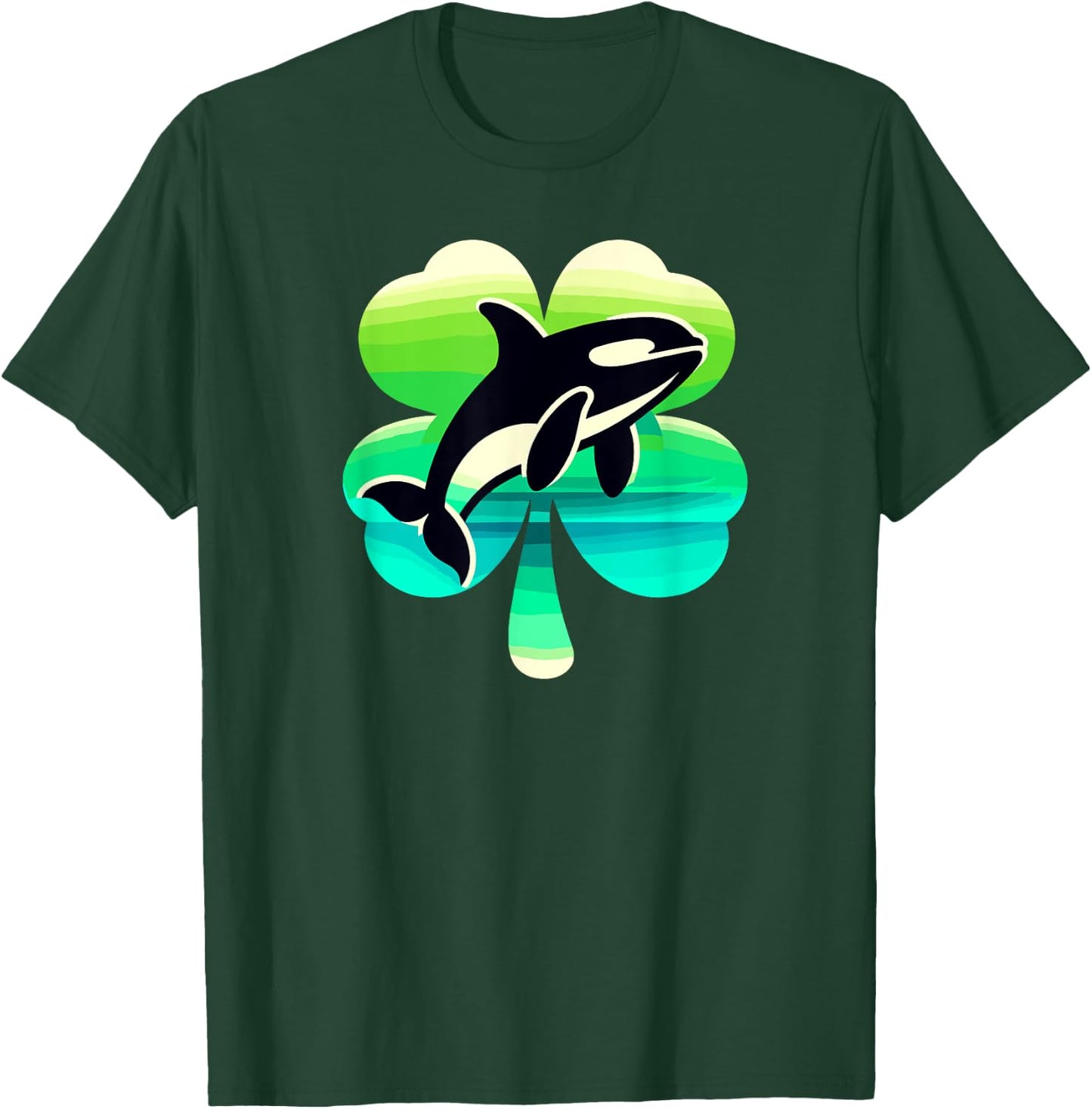 Cute Irish Orca Shamrock St Patrick's Day Green Killer Whale T-Shirt - T-Shirt | Forest