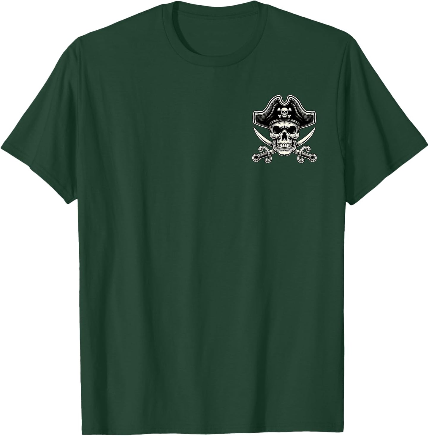 Pirate Skull Crossed Swords Bold Nautical Minimalist T-Shirt - T-Shirt | Forest