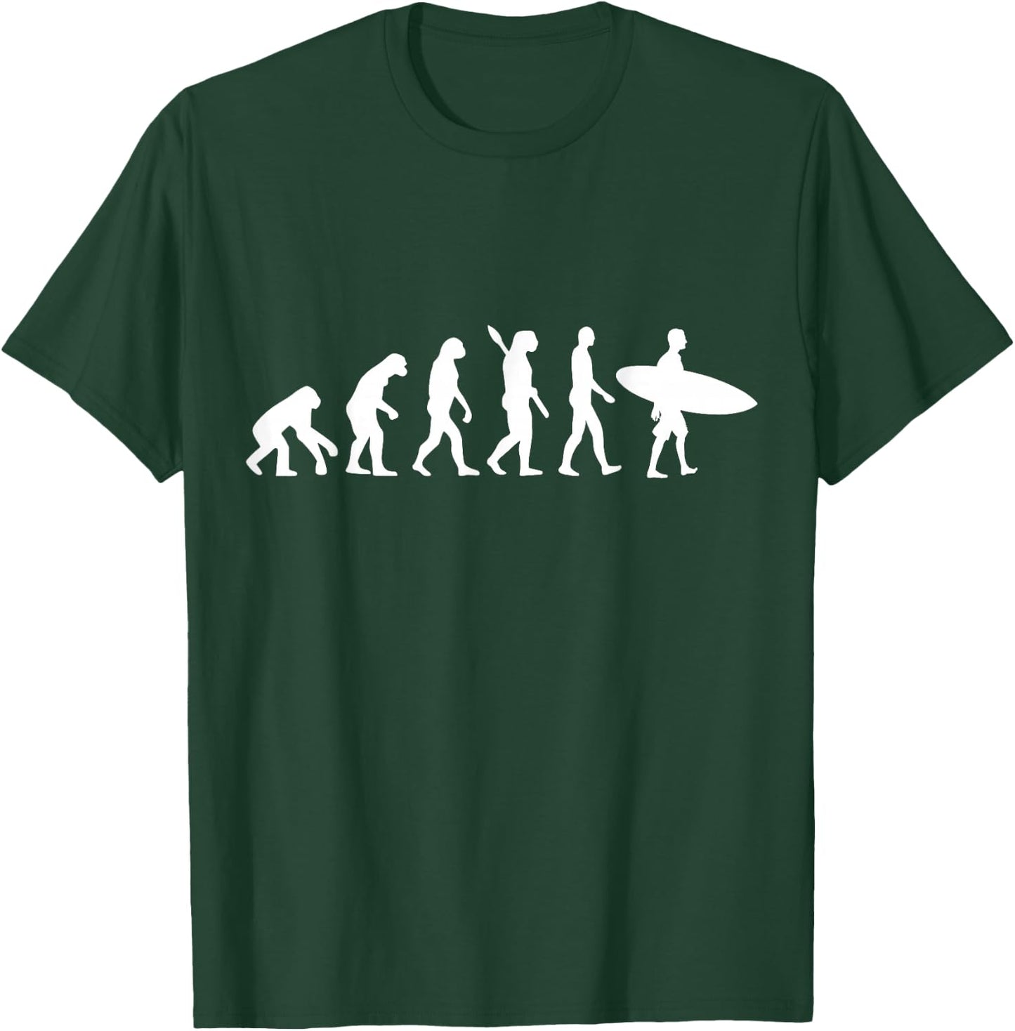Surfer Evolution Surfboard Surfing Fun Development Retro T-Shirt - T-Shirt | Forest