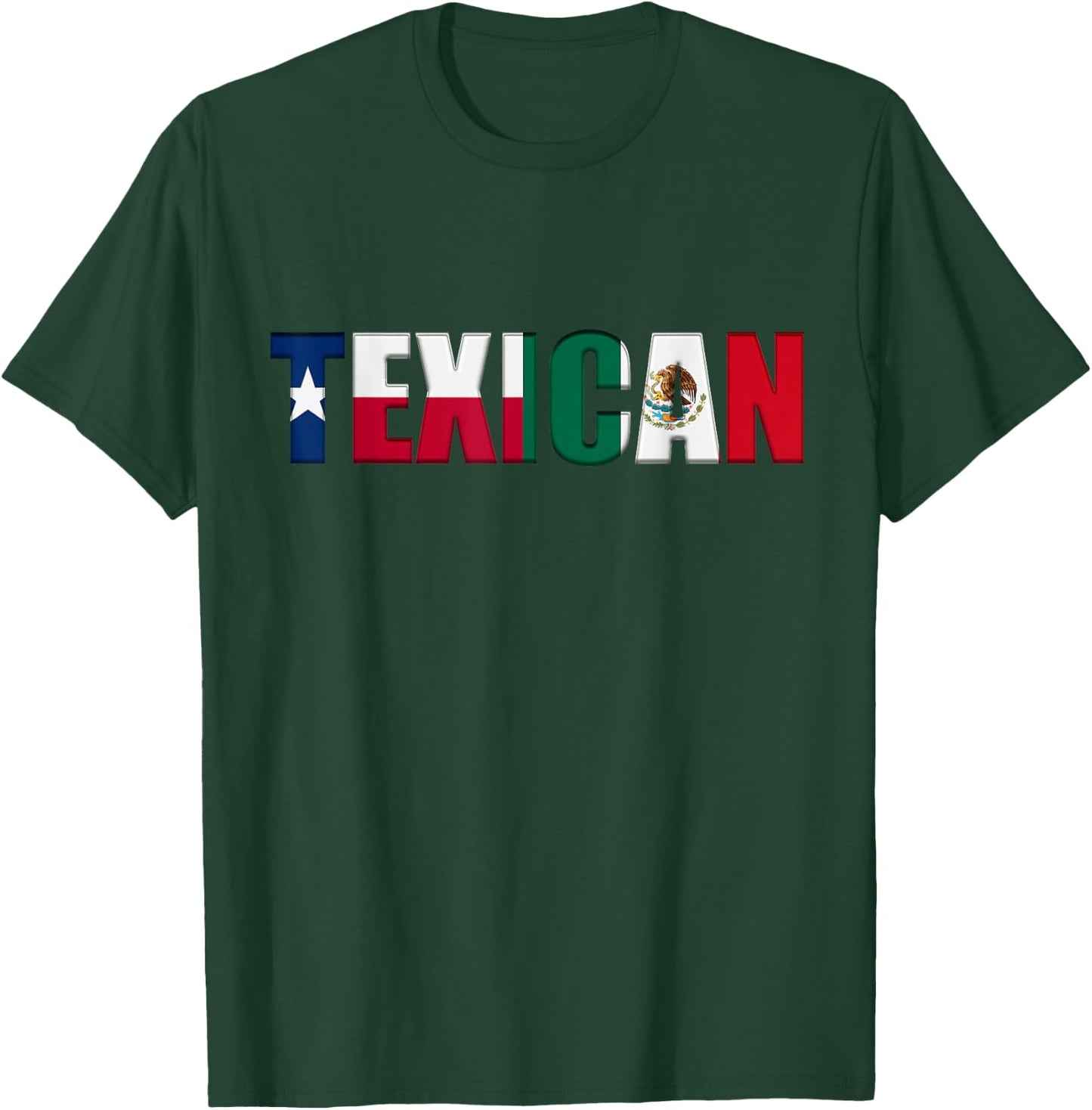 Texican Flag Texas and Mexico Flag Letters T-Shirt - T-Shirt | Forest