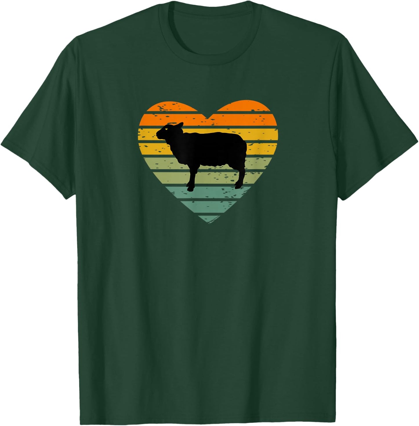 Ich Liebe Schafe Retro Herz Bauernhof Schäfer Lamm Schäfchen T-Shirt - T-Shirt | Forest