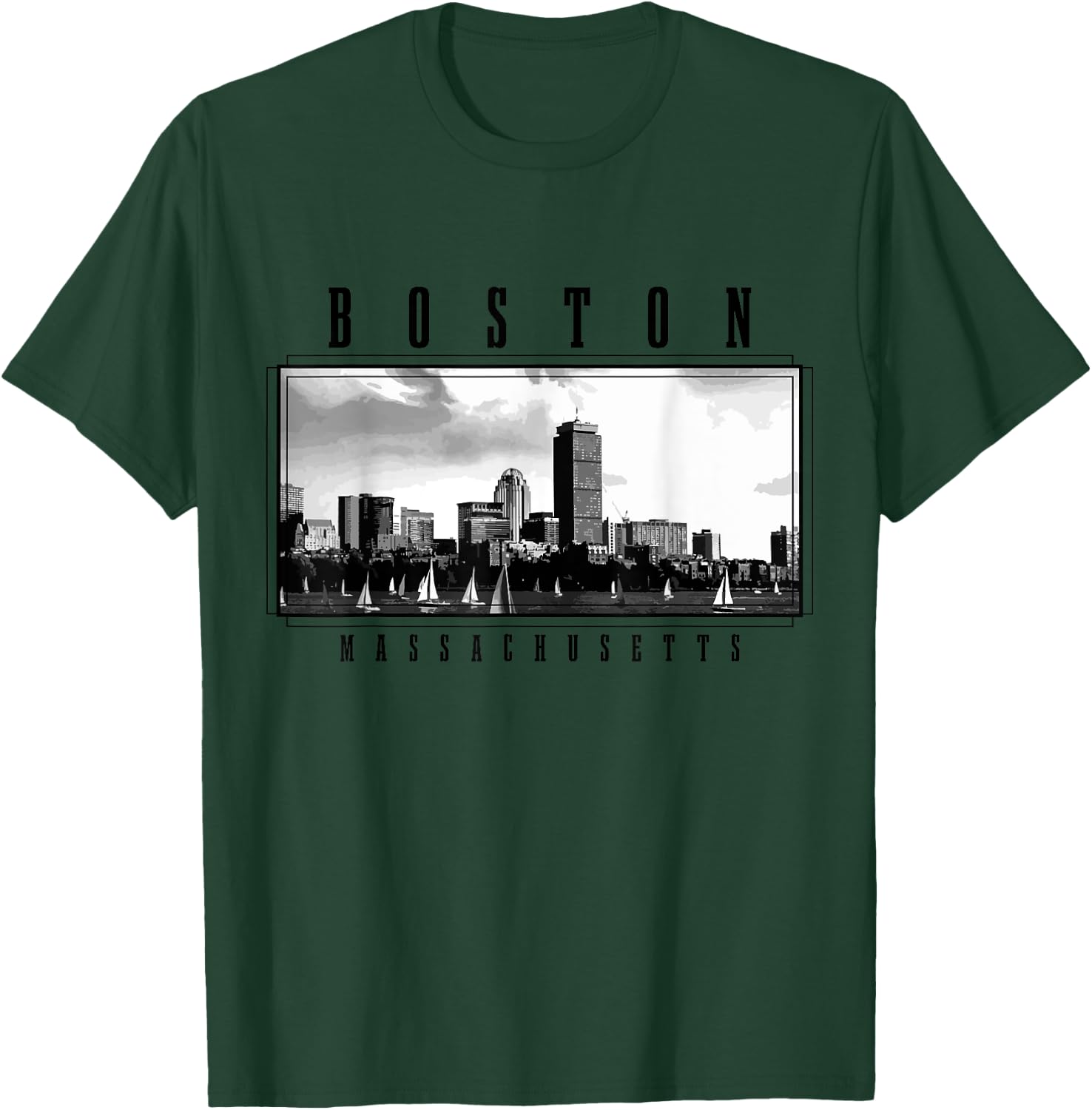 Boston Vintage Skyline Massachusetts USA America Souvenir T-Shirt - T-Shirt | Forest