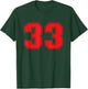 Number #33 Red Sports Jersey Lucky Number T-Shirt - T-Shirt | Forest