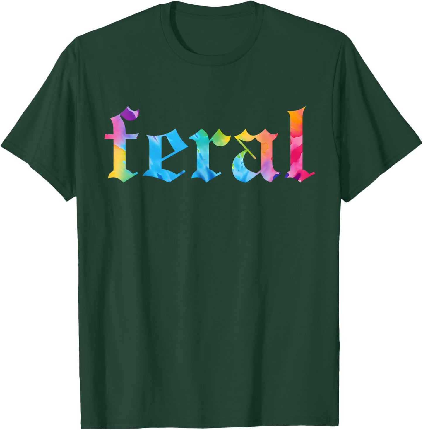 Feral Summer Girl Tie Dye - Women's Gothic Blackletter Font Tie-Dye - Small - Black - Short Sleeve T-Shirt - T-Shirt | Forest