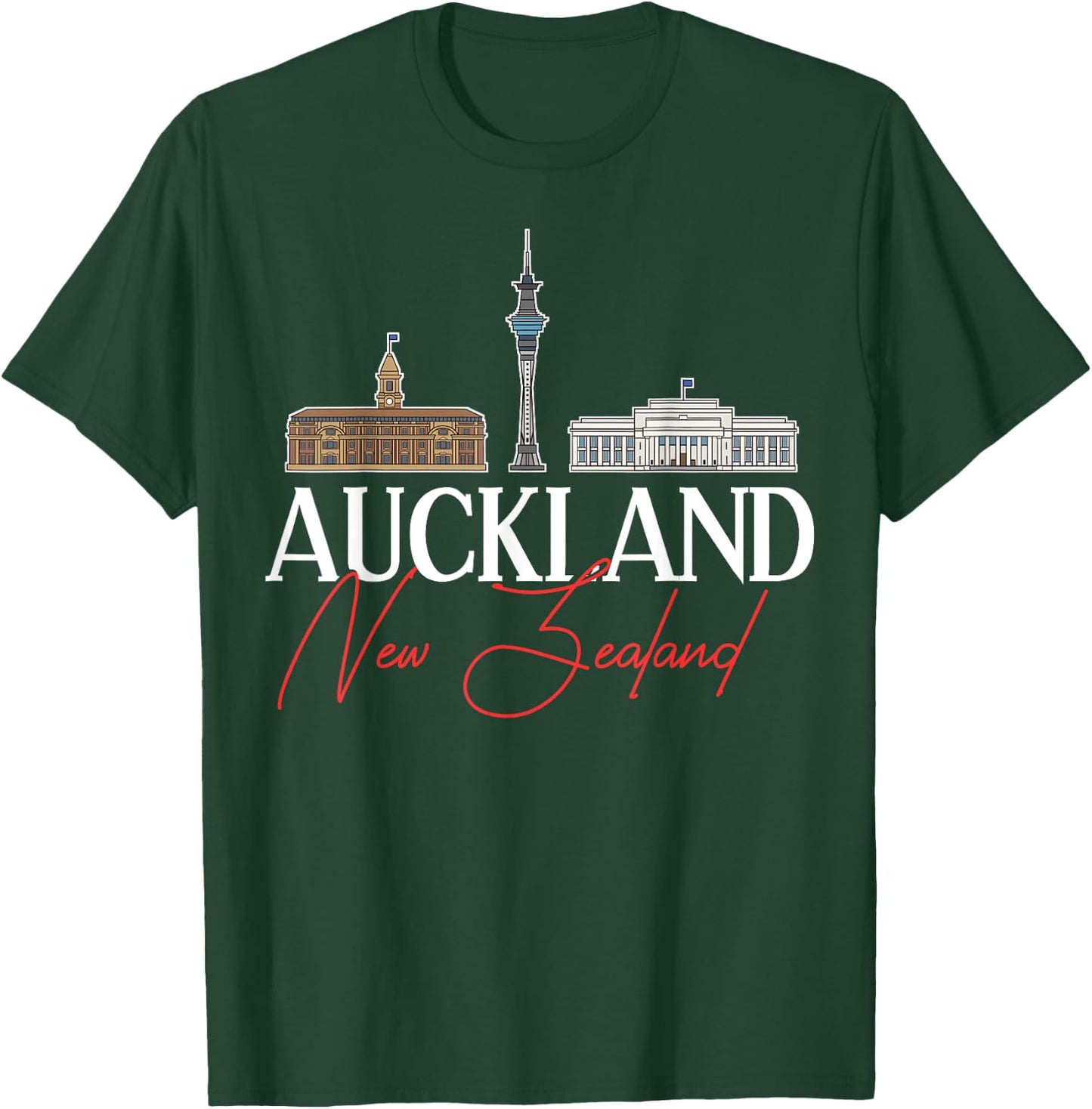 Auckland New Zealand City Skyline Map Travel T-Shirt - T-Shirt | Forest