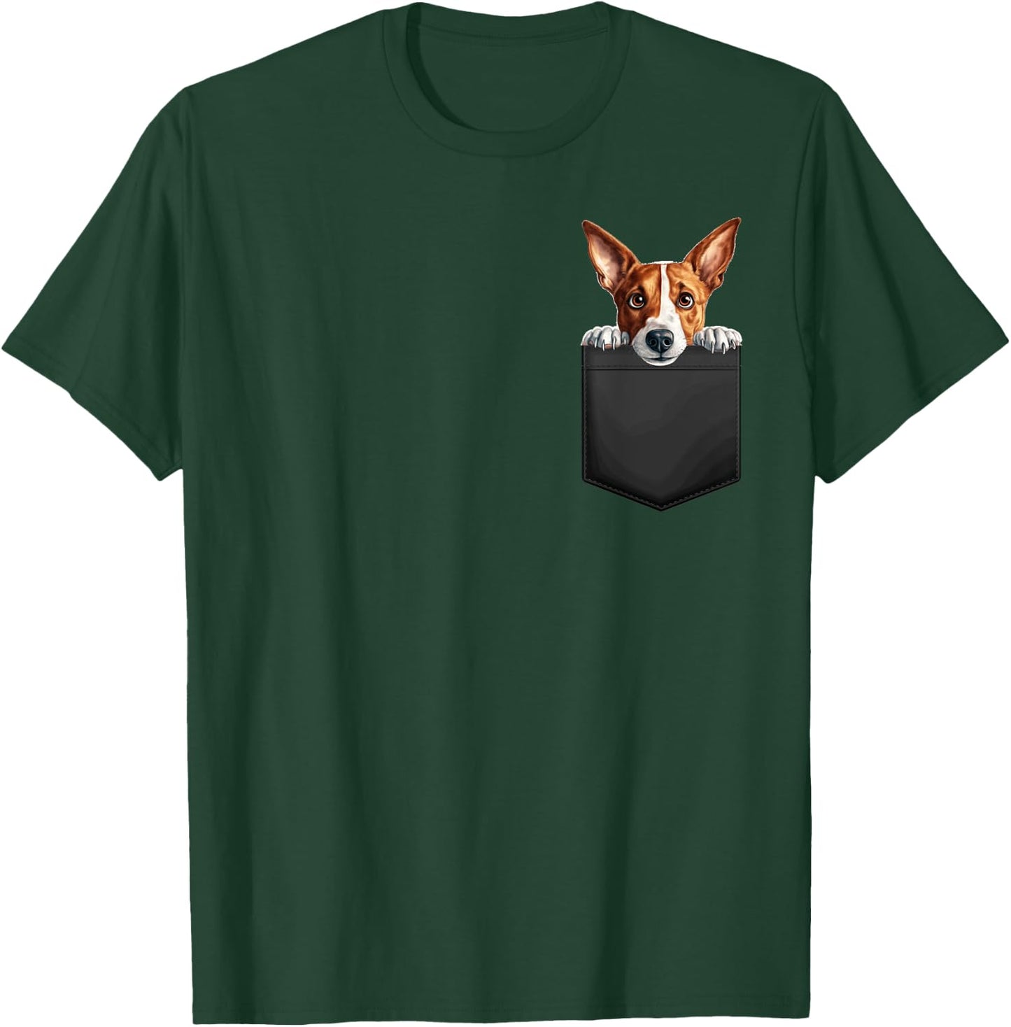 Puppy Basenji in the pocket for animal lovers , Black, S T-Shirt - T-Shirt | Forest