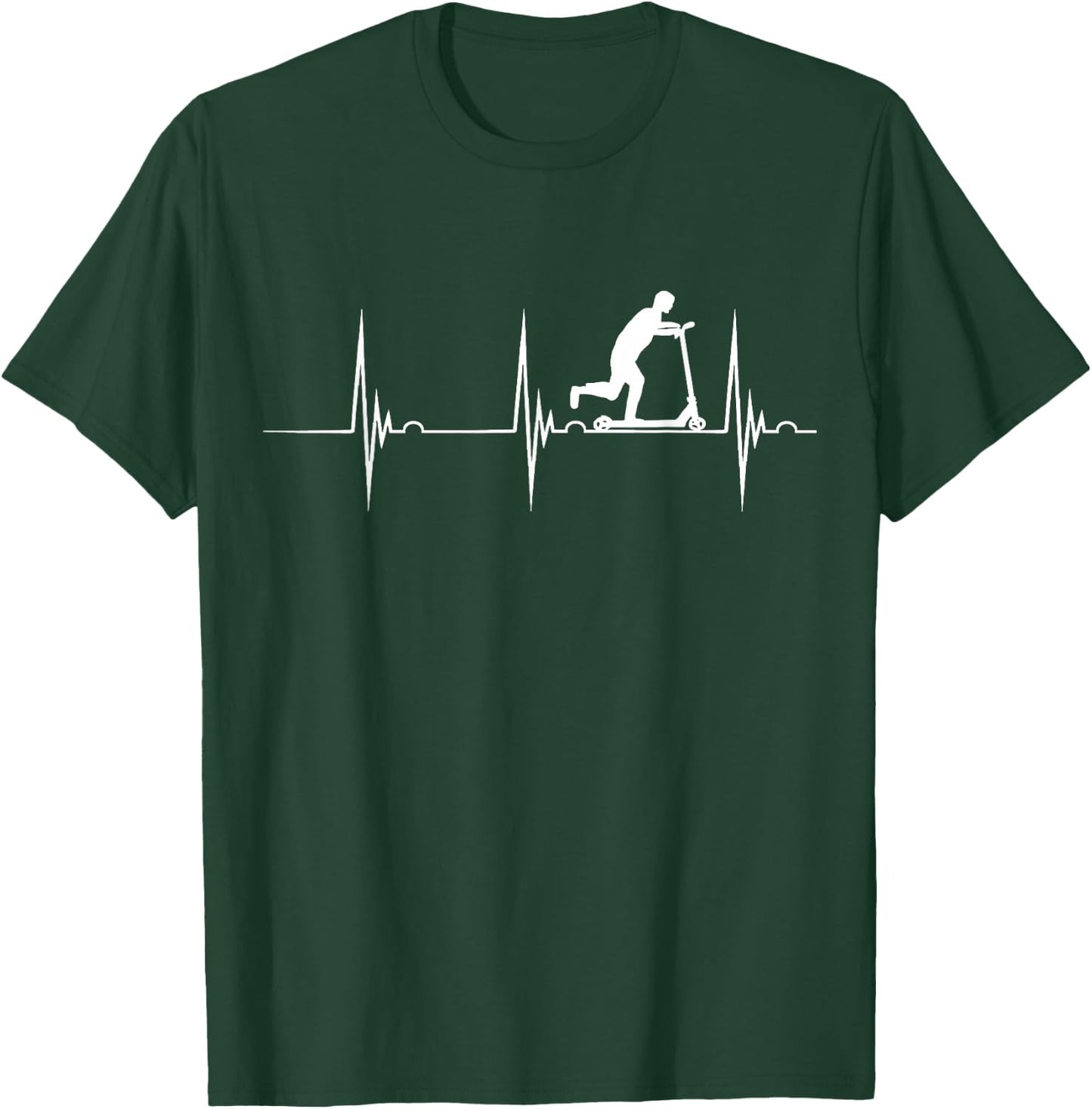 Push Scooter Rider Bike Heartbeat EKG Pulse Scootering T-Shirt - T-Shirt | Forest