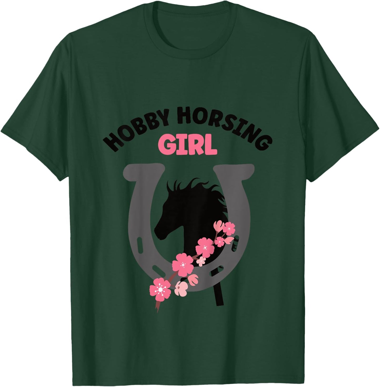 Hobby Horsing Girl Pferde Mädchen Hufeisen Steckenpferde T-Shirt - T-Shirt | Forest