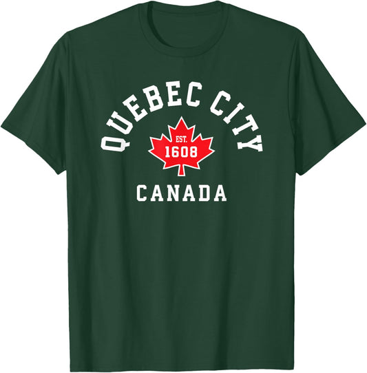 Quebec City Canada Canadian Flag Maple Leaf Gift T-Shirt - T-Shirt | Forest