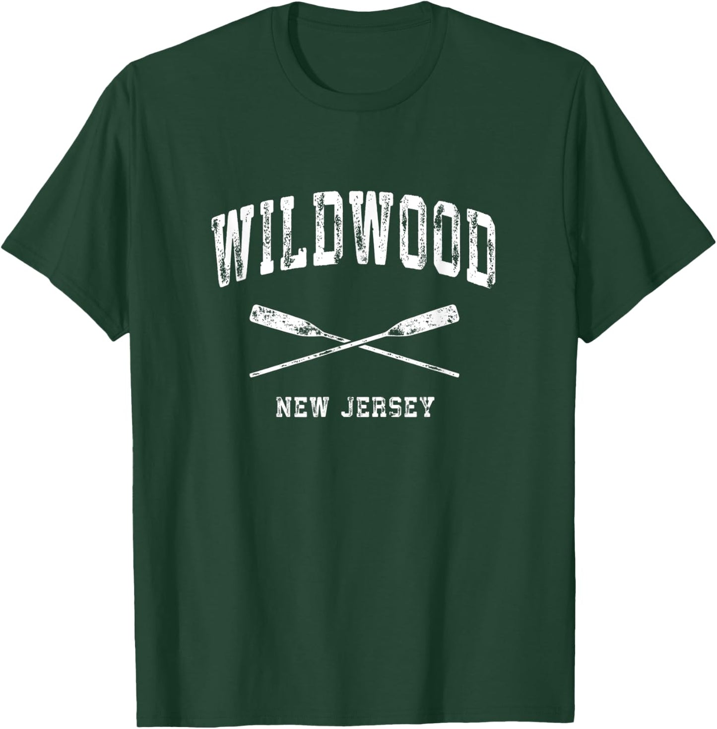 Wildwood New Jersey Vintage Nautical Crossed Oars T-Shirt - T-Shirt | Forest