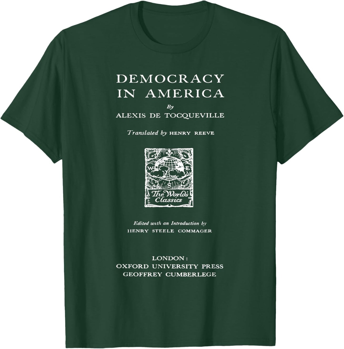 Democracy in America Alexis De Tocqueville Title Page T-Shirt - T-Shirt | Forest