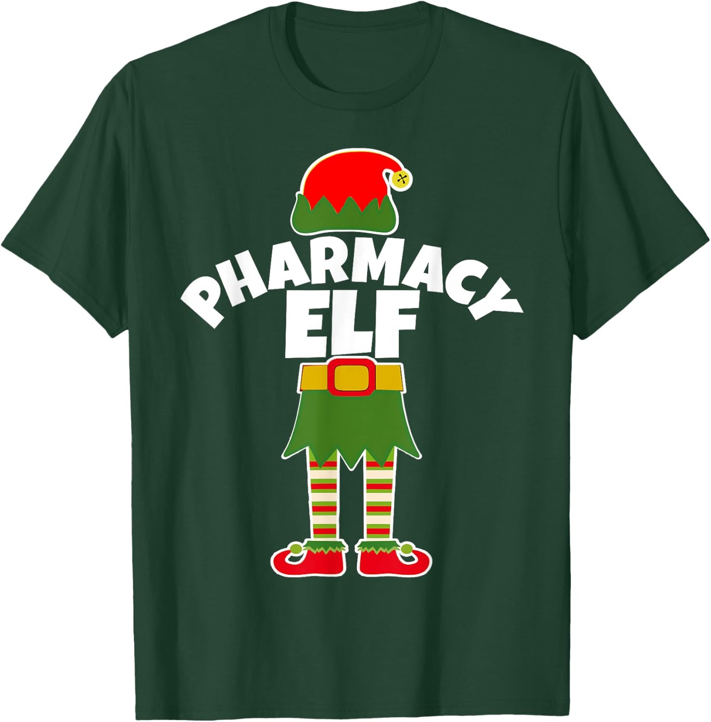 Pharmacy Elf Funny Pharmacist Tech Holiday Christmas T Shirt T-Shirt - T-Shirt | Forest