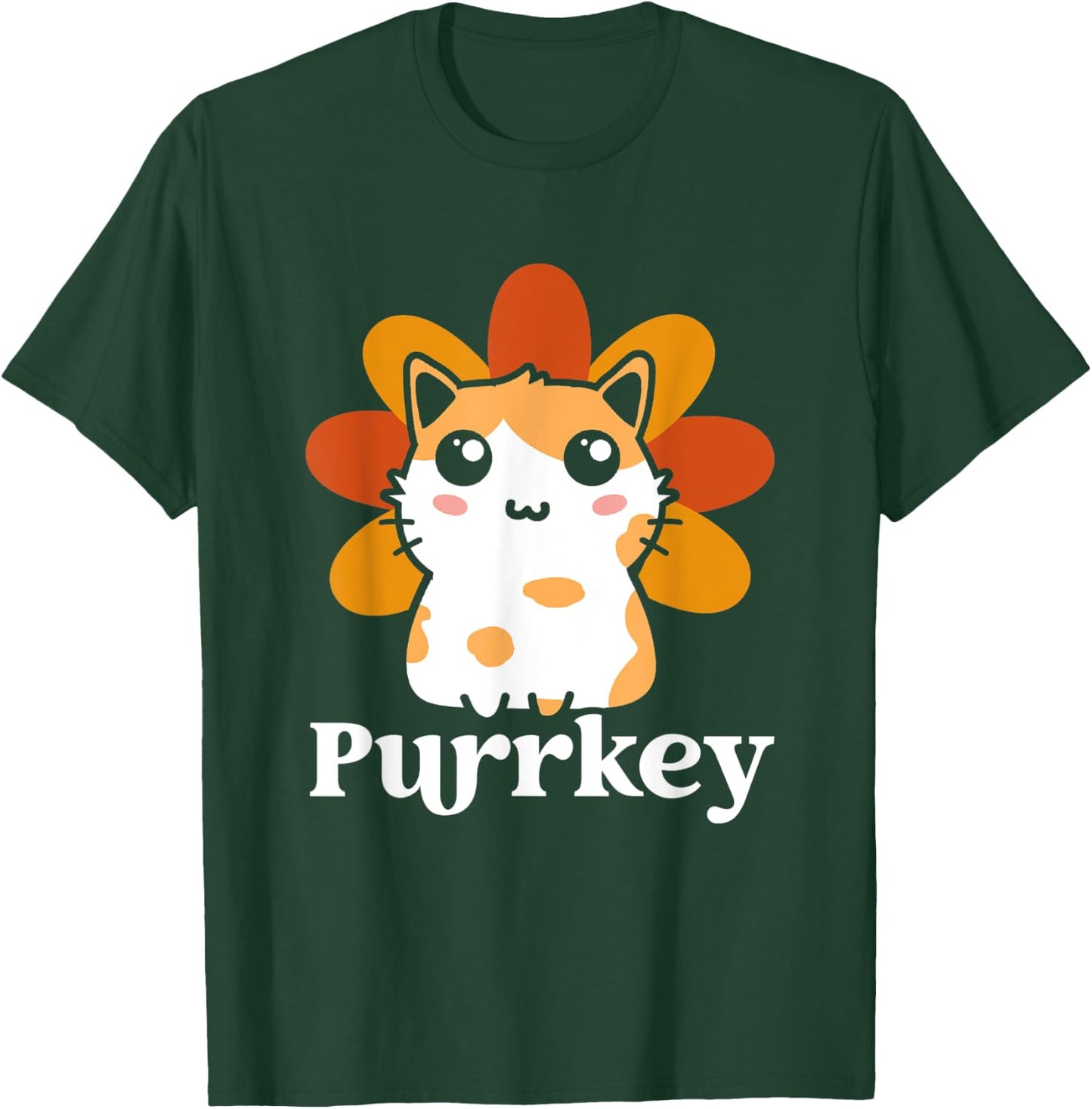 Funny Purrkey | Cat Turkey | Happy Thanksgiving T-Shirt - T-Shirt | Forest