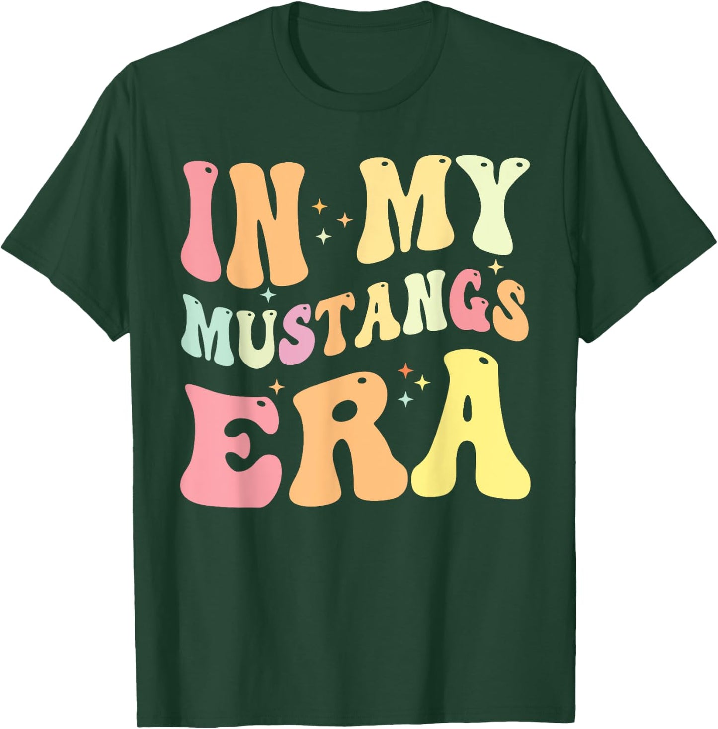 In My Mustangs Era Back to School Spirit Game Retro Groovy T-Shirt - T-Shirt | Forest