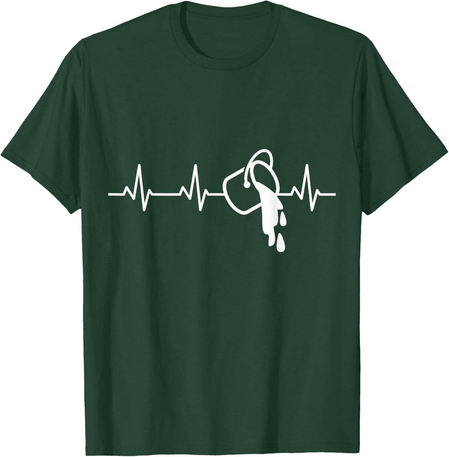Paint Bucket ECG Heart Line Painter Craft T-Shirt - T-Shirt | Forest