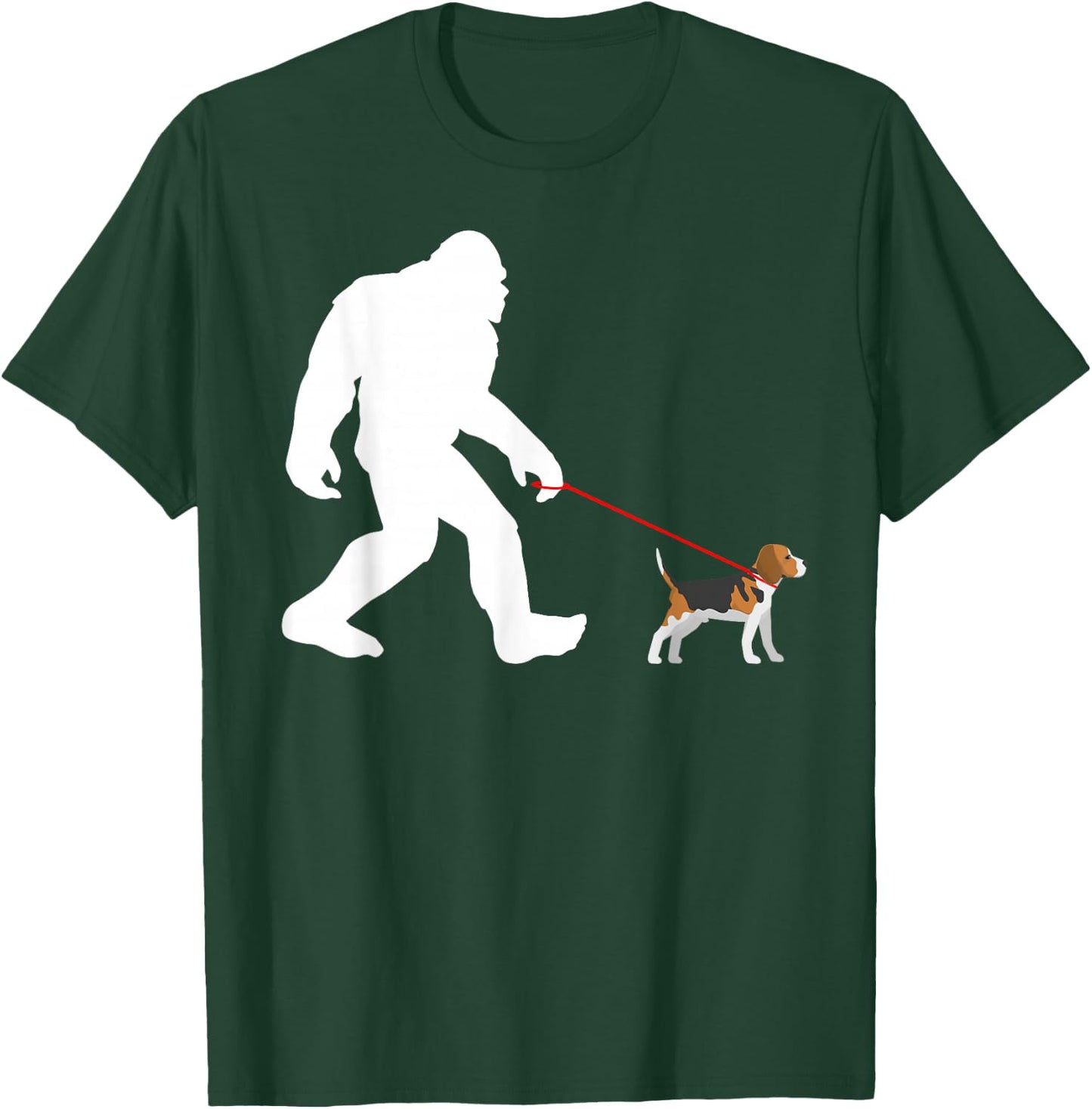 Bigfoot Walking Beagle Sasquatch with Beagle Dog T-Shirt - T-Shirt | Forest