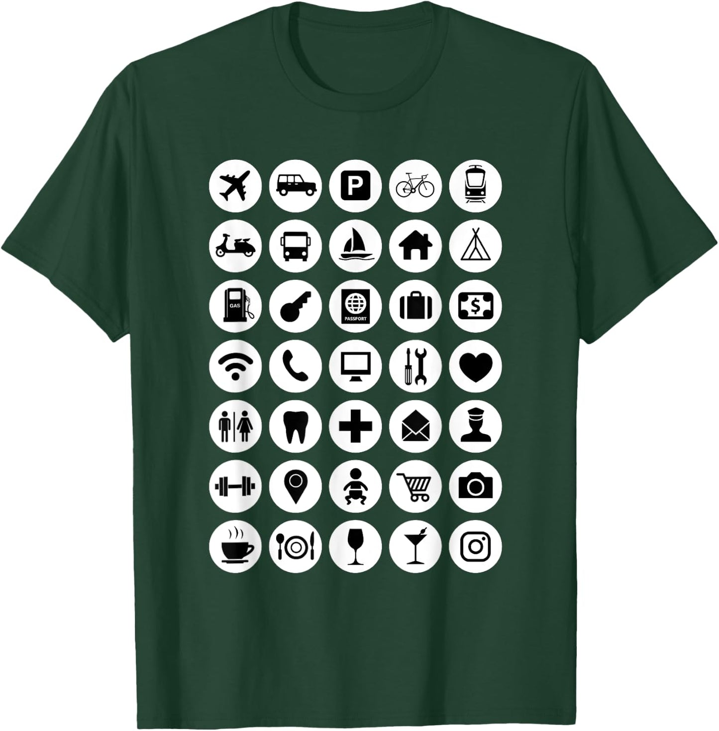 Travel Hack International Icons Backpacker Fan Tourist Help T-Shirt - T-Shirt | Forest