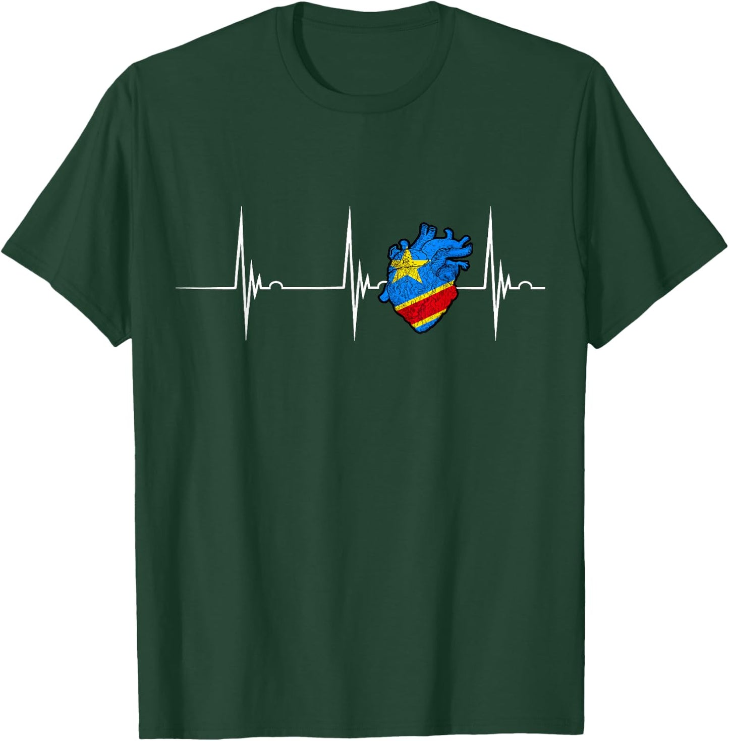 Congo Heartbeat EKG Pulse Flag of the Republic of Congo T-Shirt - T-Shirt | Forest