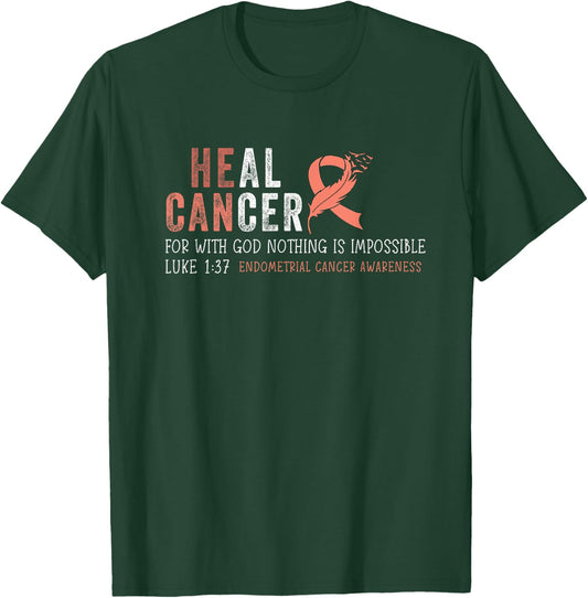 Endometrial Cancer Awareness Uterine Survivor Peach Ribbon T-Shirt - T-Shirt | Forest