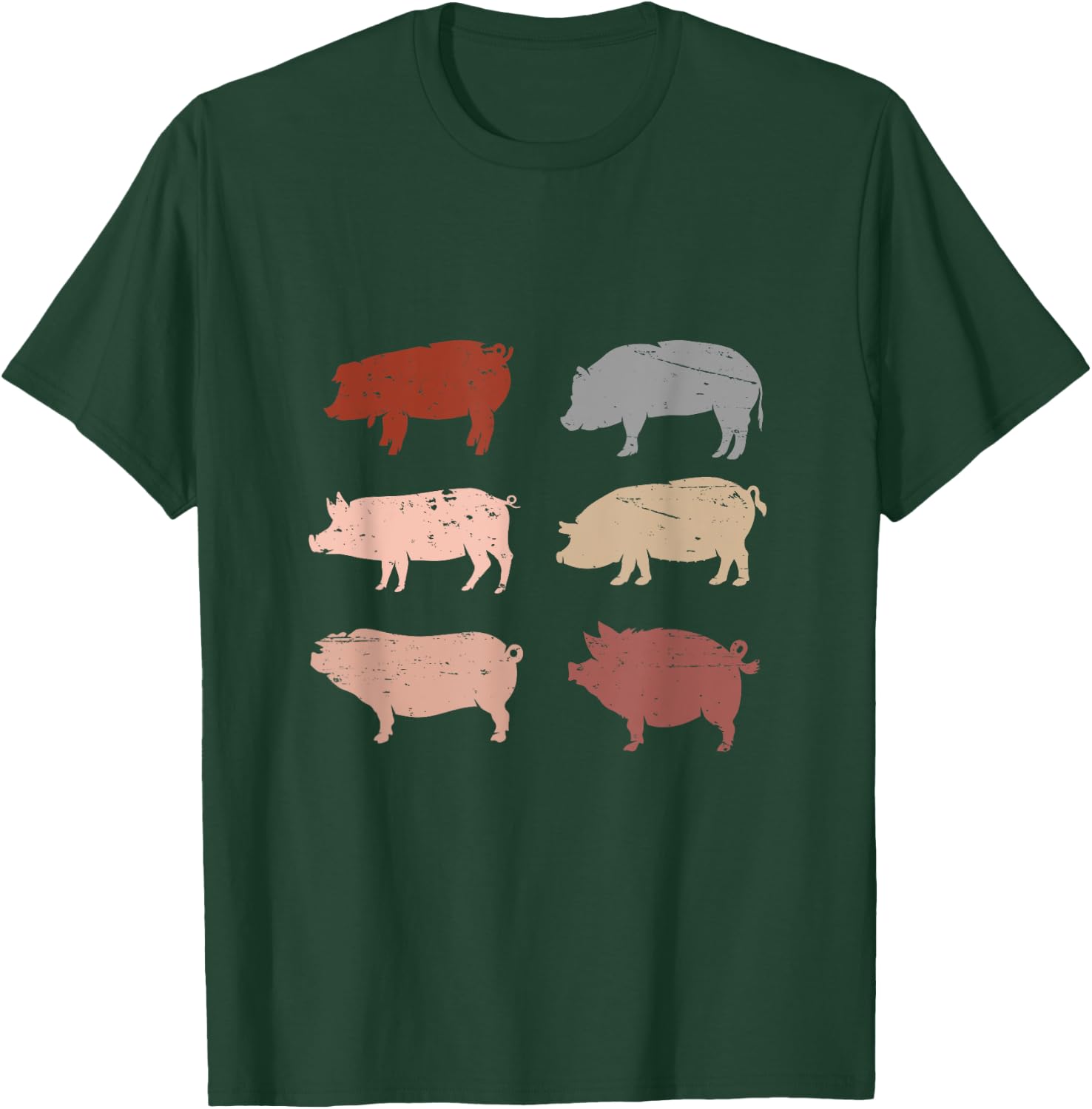Retro Pig Lover Farm Animals Swine Vintage Pig T-Shirt - T-Shirt | Forest