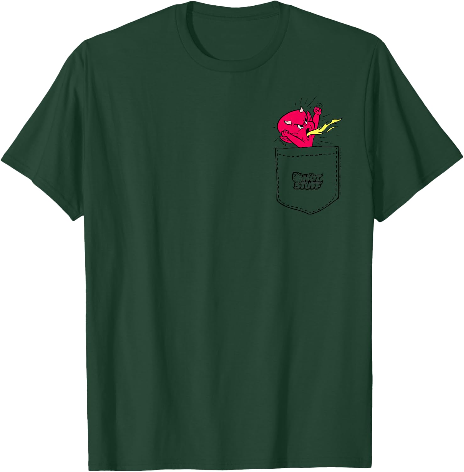 Hot Stuff Little Devil Spitting Fire Pocket Hit T-Shirt - T-Shirt | Forest