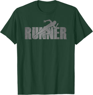 Runner Track & Field Cross Country Marathon Running Graphic T-Shirt - T-Shirt | Forest