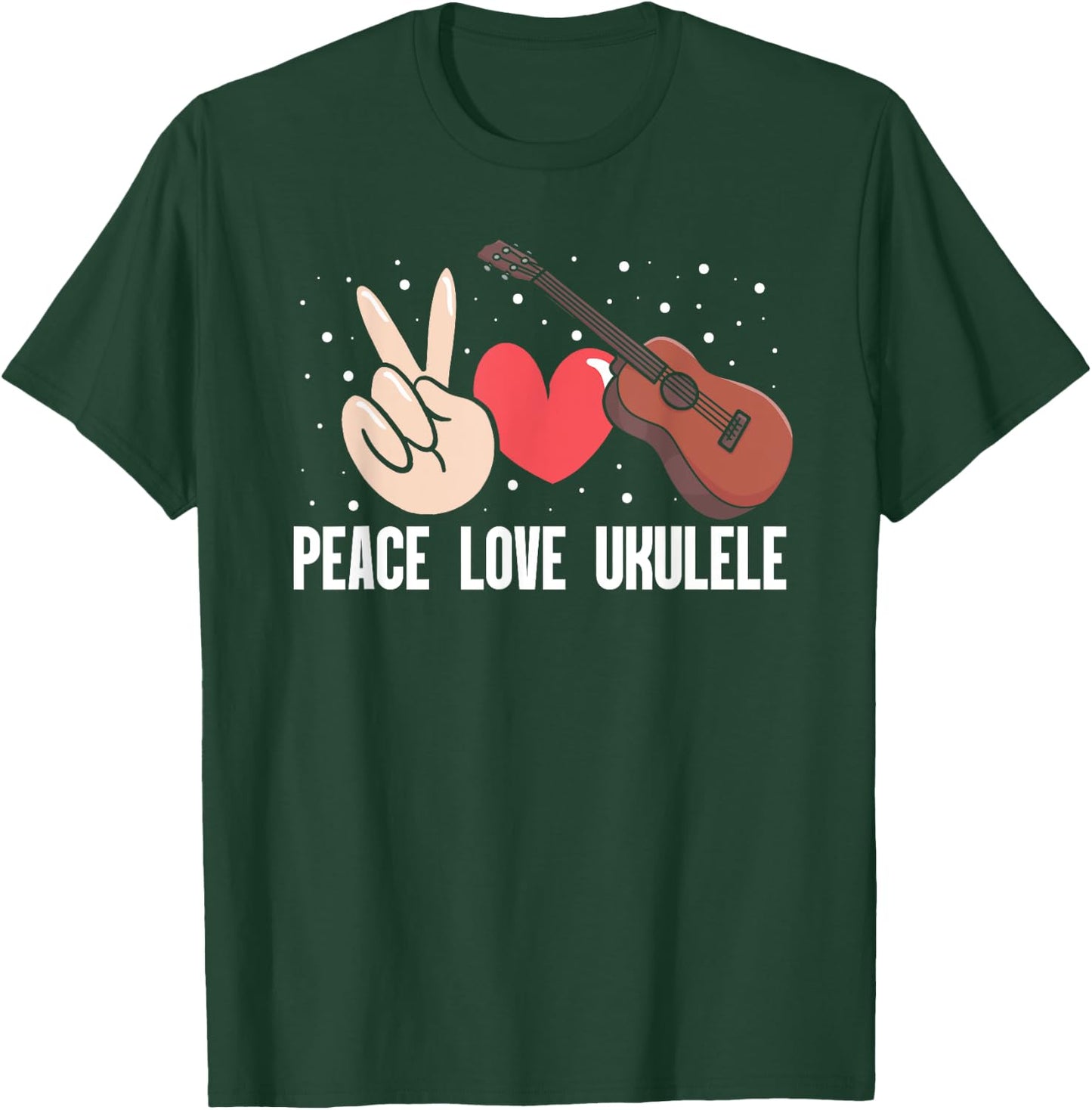 Peace Love Ukulele T-Shirt - T-Shirt | Forest