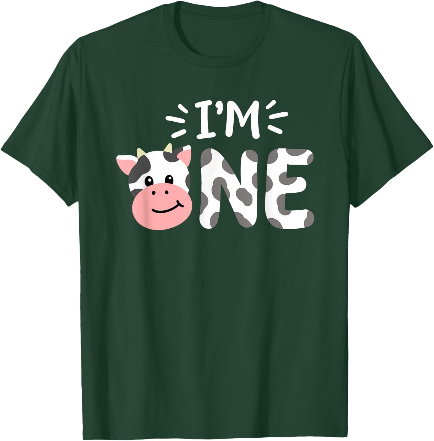 I'm One 1st Birthday Cow Farm Theme Party 1 Year Old Toddler T-Shirt - T-Shirt | Forest