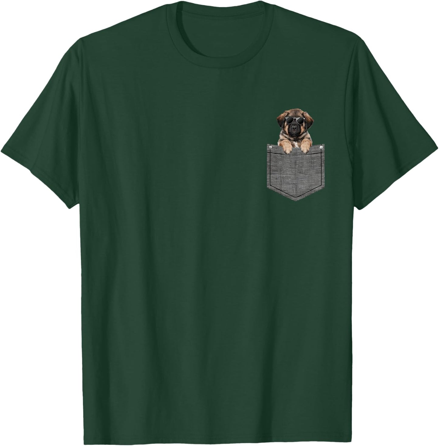Leonberger in Chest Pocket, black T-Shirt - T-Shirt | Forest