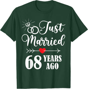 Just married 68 years ago for 68th wedding anniversary T-Shirt - T-Shirt | Forest