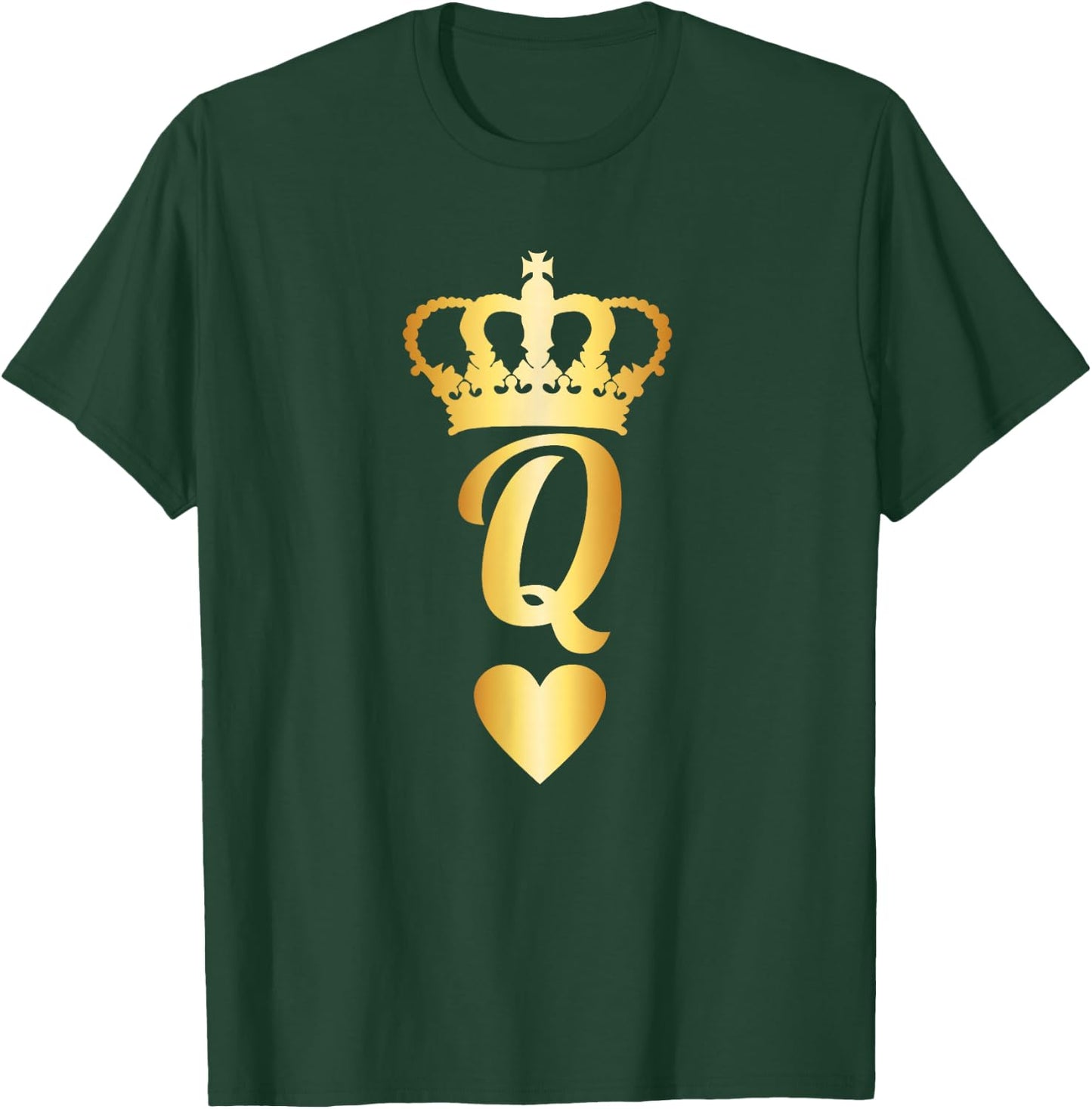 Cool - Gold Queen of Hearts Playing Card T-Shirt - T-Shirt | Forest